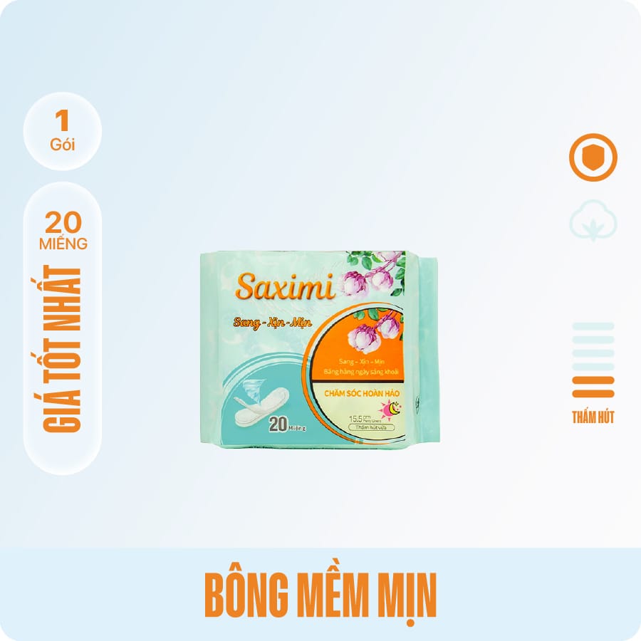 Băng vệ sinh Saximi hằng ngày loại Bông mềm mịn