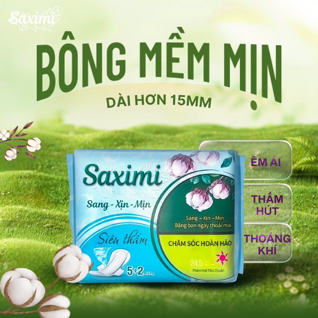 Băng vệ sinh Saximi Bông Mềm Mịn ban ngày